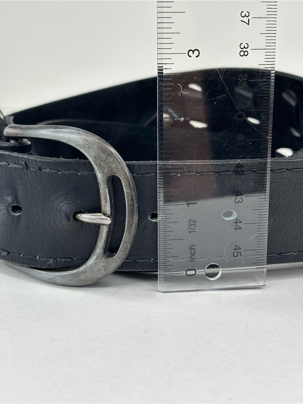 Vintage Black‎ Leather 80’s / 90’s  Biker Moto Punk Woven Detail Belt Unisex M/L - Picture 4 of 14